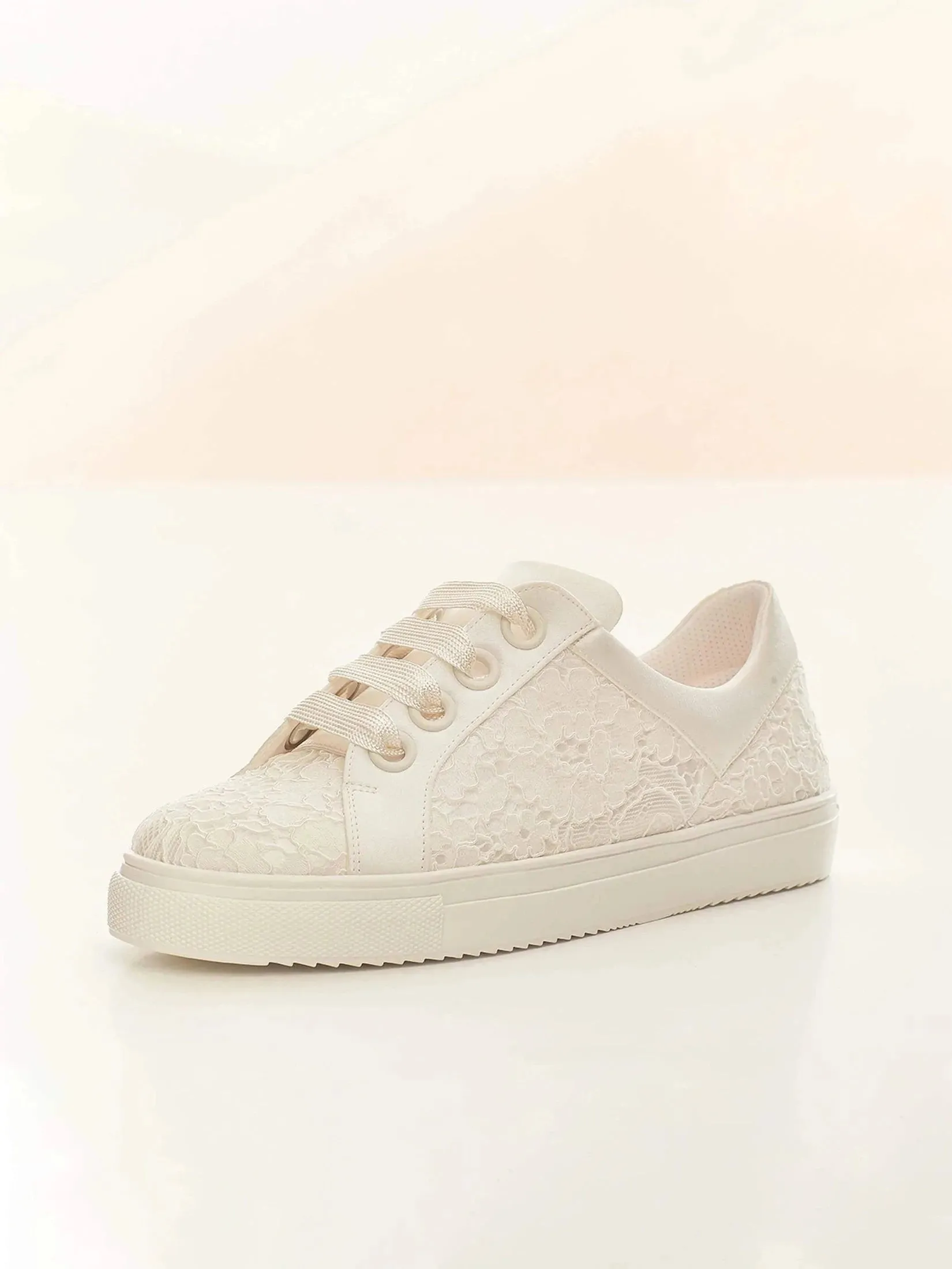 Bridal Sneakers in Ivory Satin and Lace, ZOE