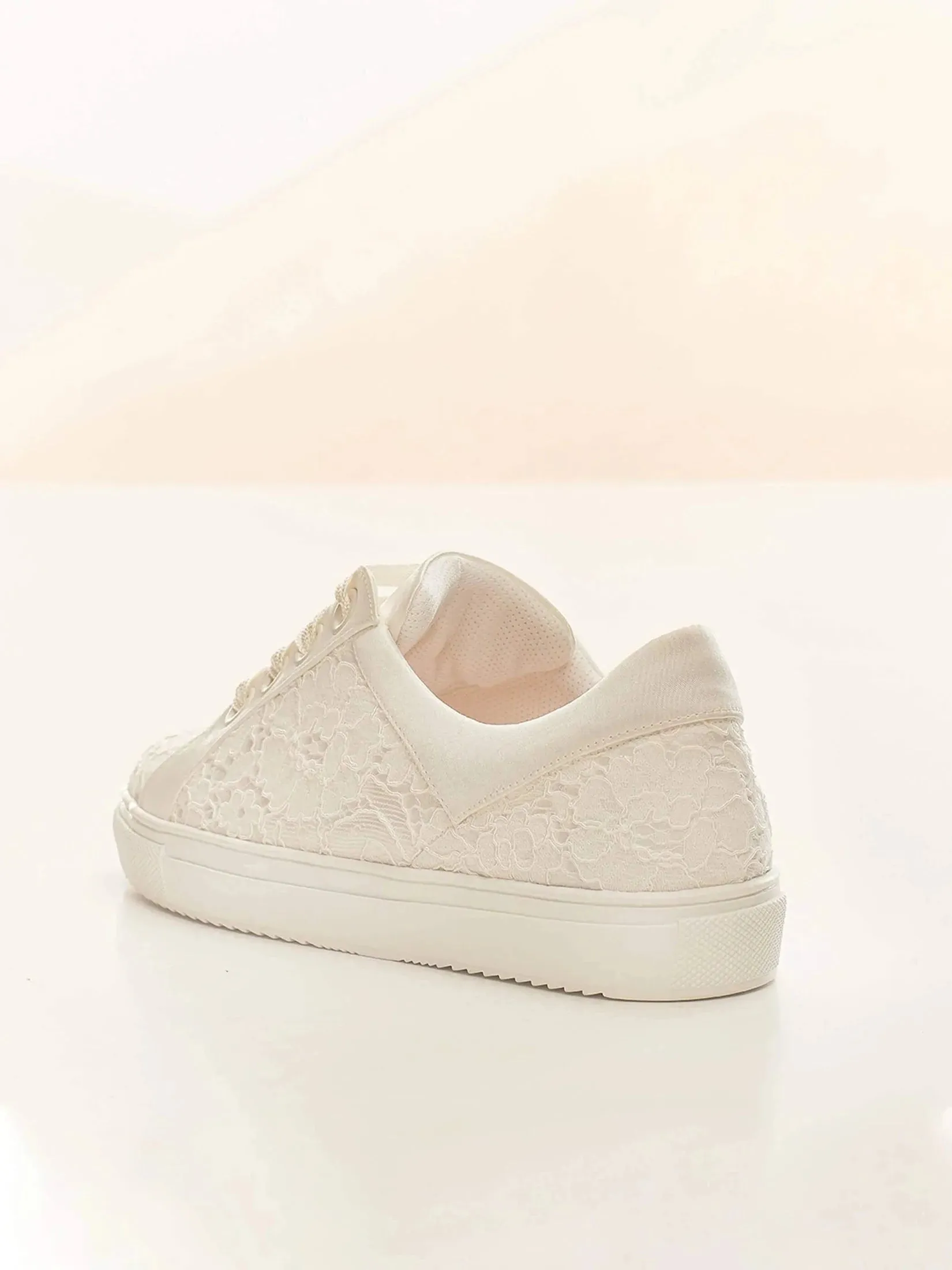Bridal Sneakers in Ivory Satin and Lace, ZOE