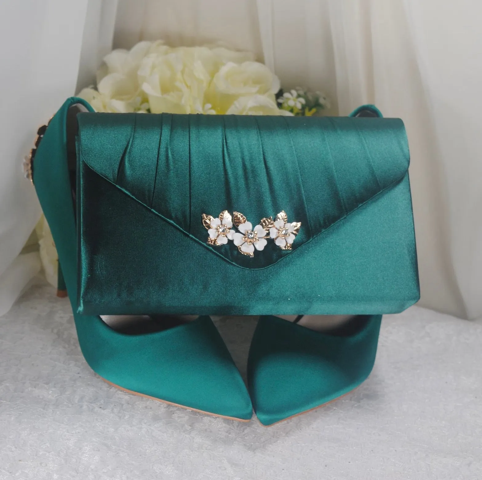 Cherry Blossom Heels with Matching Clutch Bag