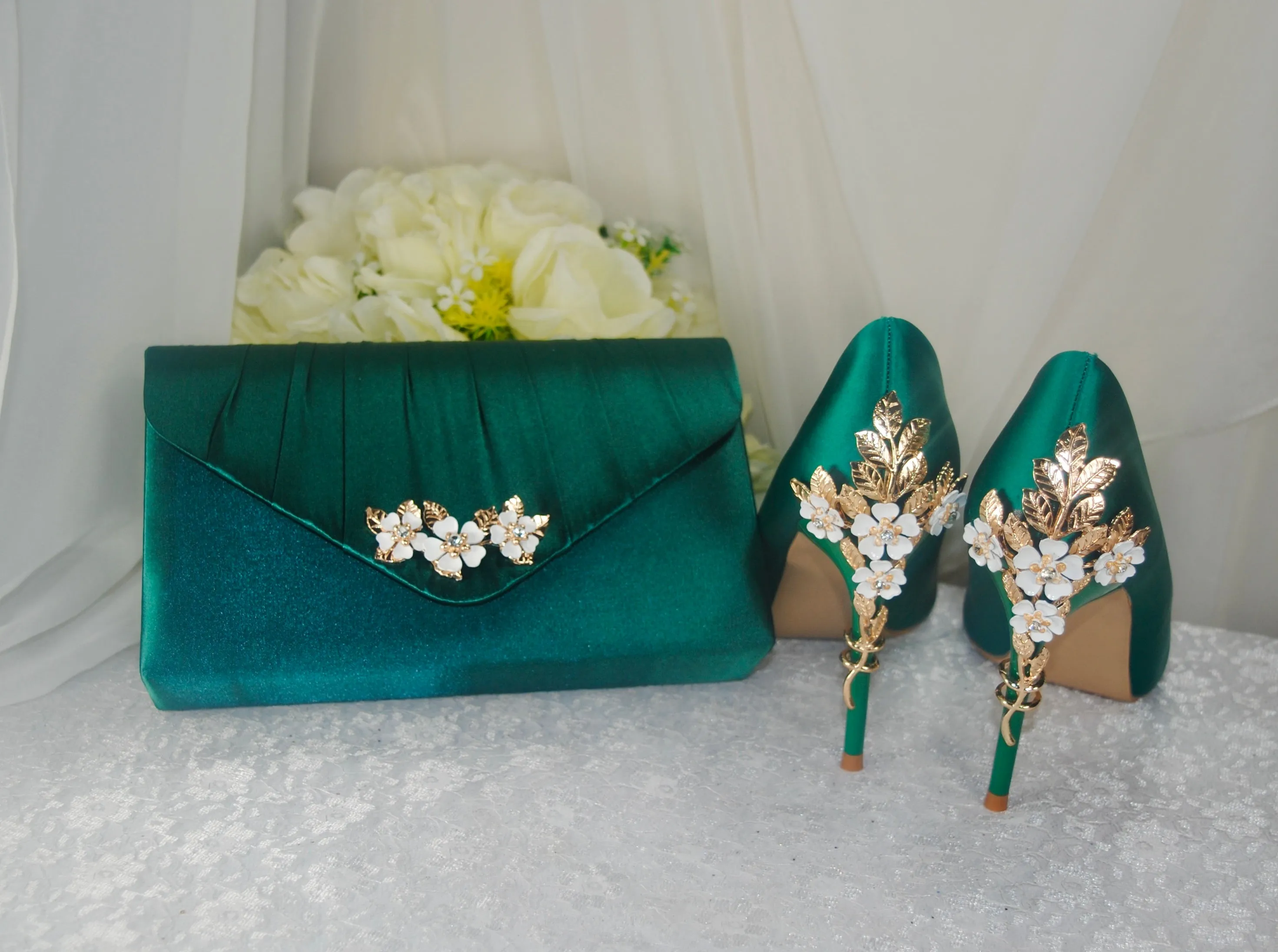 Cherry Blossom Heels with Matching Clutch Bag