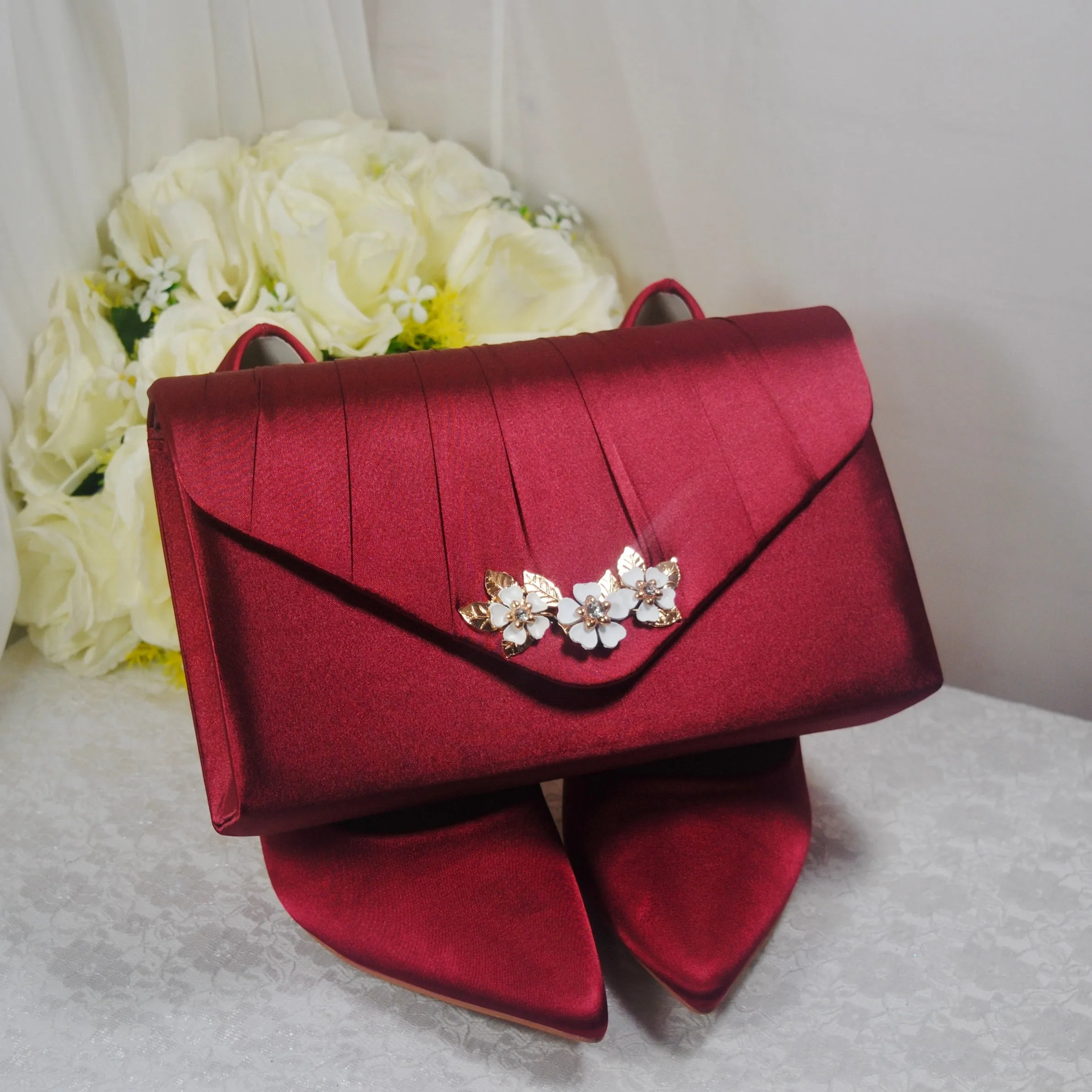 Cherry Blossom Heels with Matching Clutch Bag