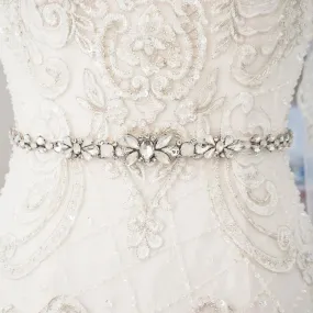 Chic Bridal Belt with Crystals and Opals, Wedding Dress Belt, Organza Sash 7391
