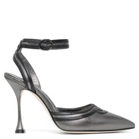 Chonga 90 metallic grey leather pumps