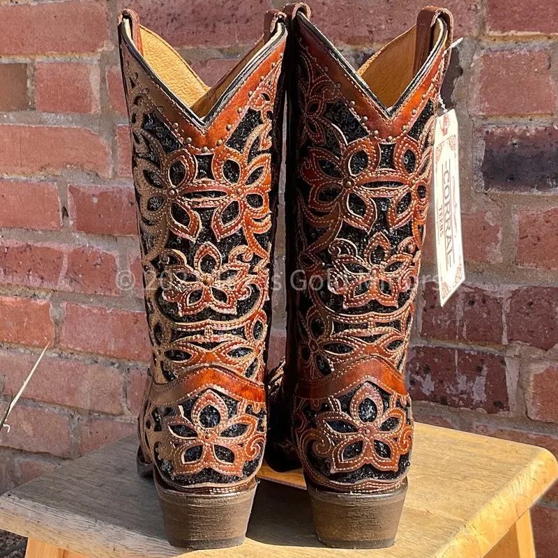 Corral Maple and Black Sequence Boots T0133