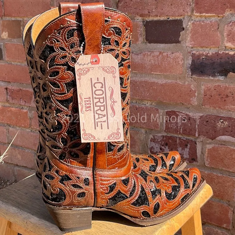 Corral Maple and Black Sequence Boots T0133
