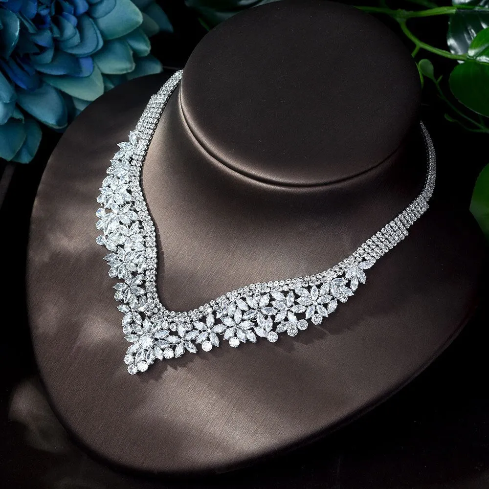 Elegant 4-Piece White Cubic Zircon Wedding Jewelry Set