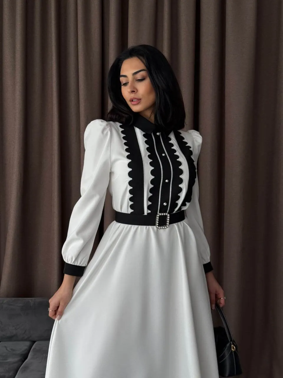 Elegant Black & White Long Dress
