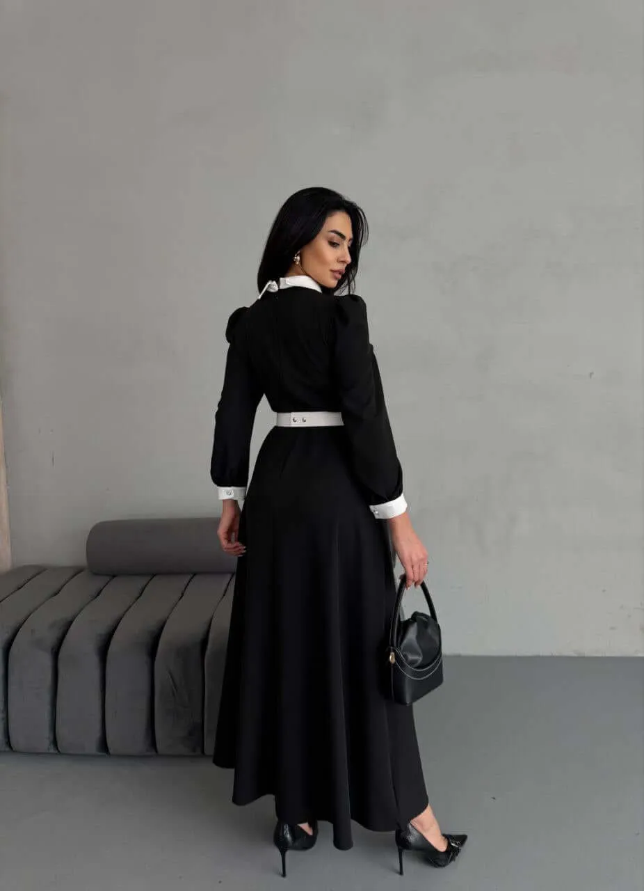 Elegant Black & White Long Dress