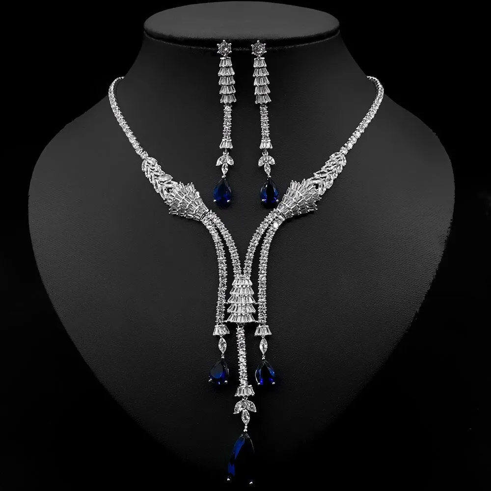 Elegant Zircon Water Drop Bridal Jewelry Set