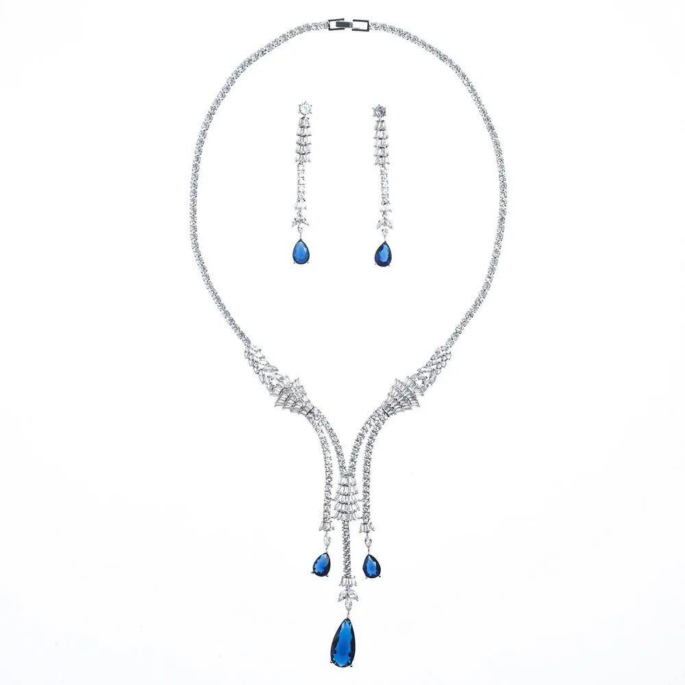 Elegant Zircon Water Drop Bridal Jewelry Set