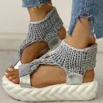 Elevated Woolen Sandals For Women With  Toe For Summer Korean Edition