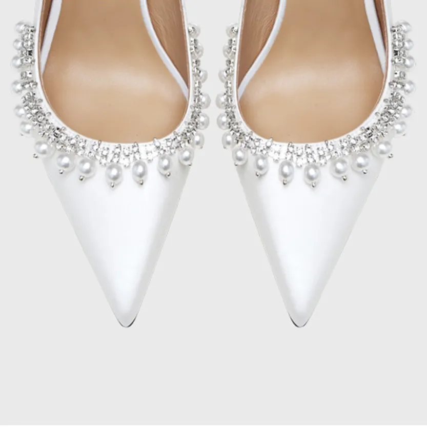 Funki Buys | Shoes | Women's Pearl Leather Wedding Stilettos