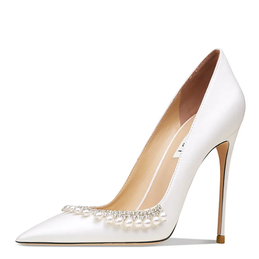 Funki Buys | Shoes | Women's Pearl Leather Wedding Stilettos
