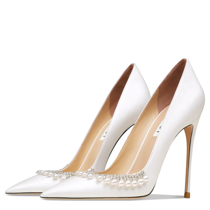 Funki Buys | Shoes | Women's Pearl Leather Wedding Stilettos