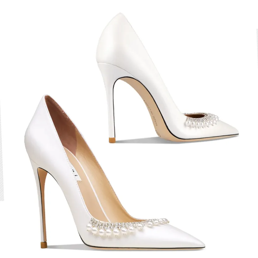 Funki Buys | Shoes | Women's Pearl Leather Wedding Stilettos