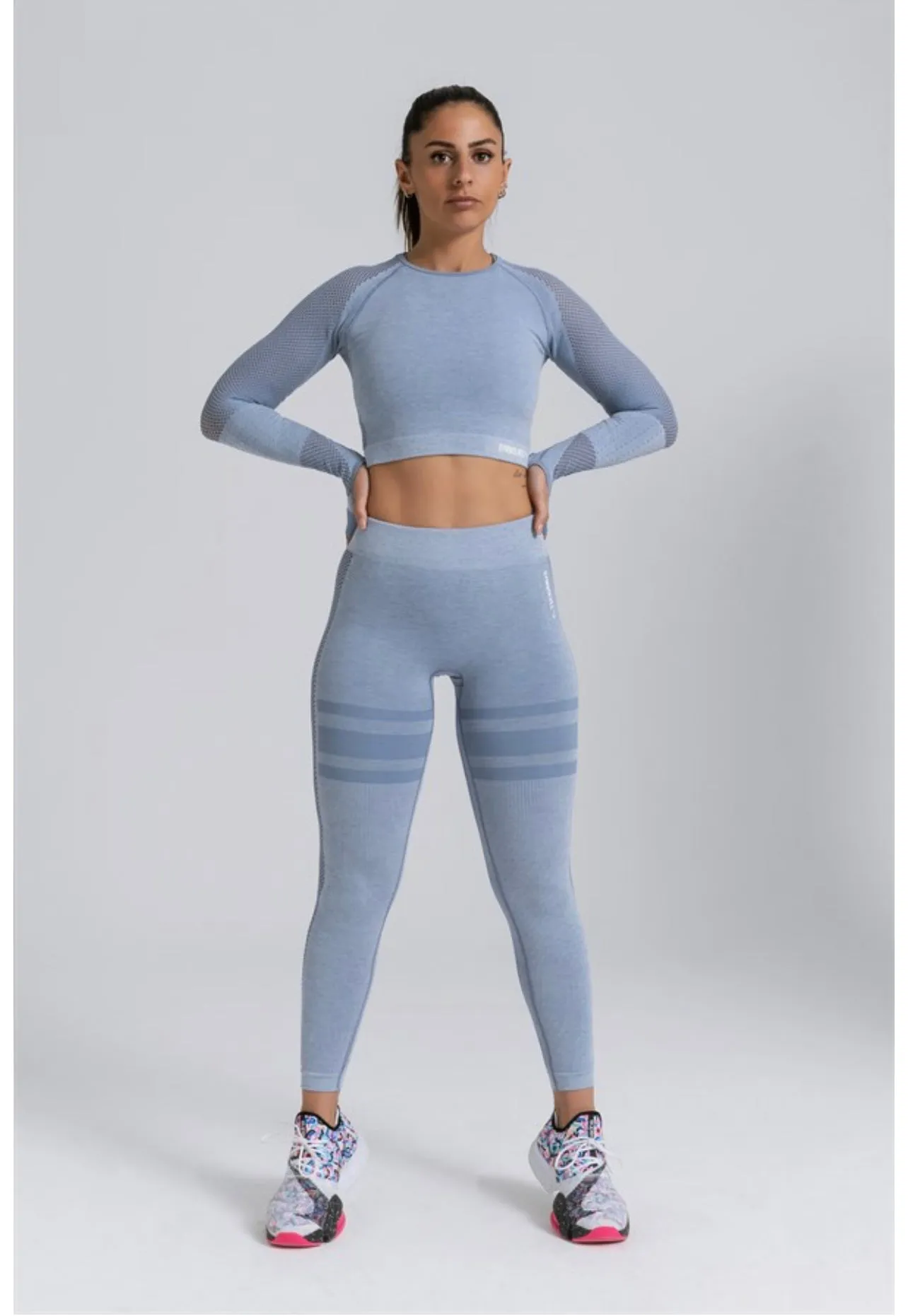 Gymwolves Women Long Sleeve Seamles Sports Tshirt | Light Grey | Crop Tops | Queen Series |