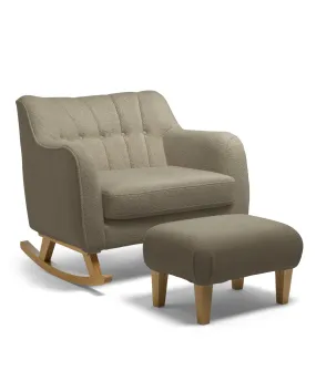 Hilston Cuddle Chair & Footstool Set - Mink Boucle