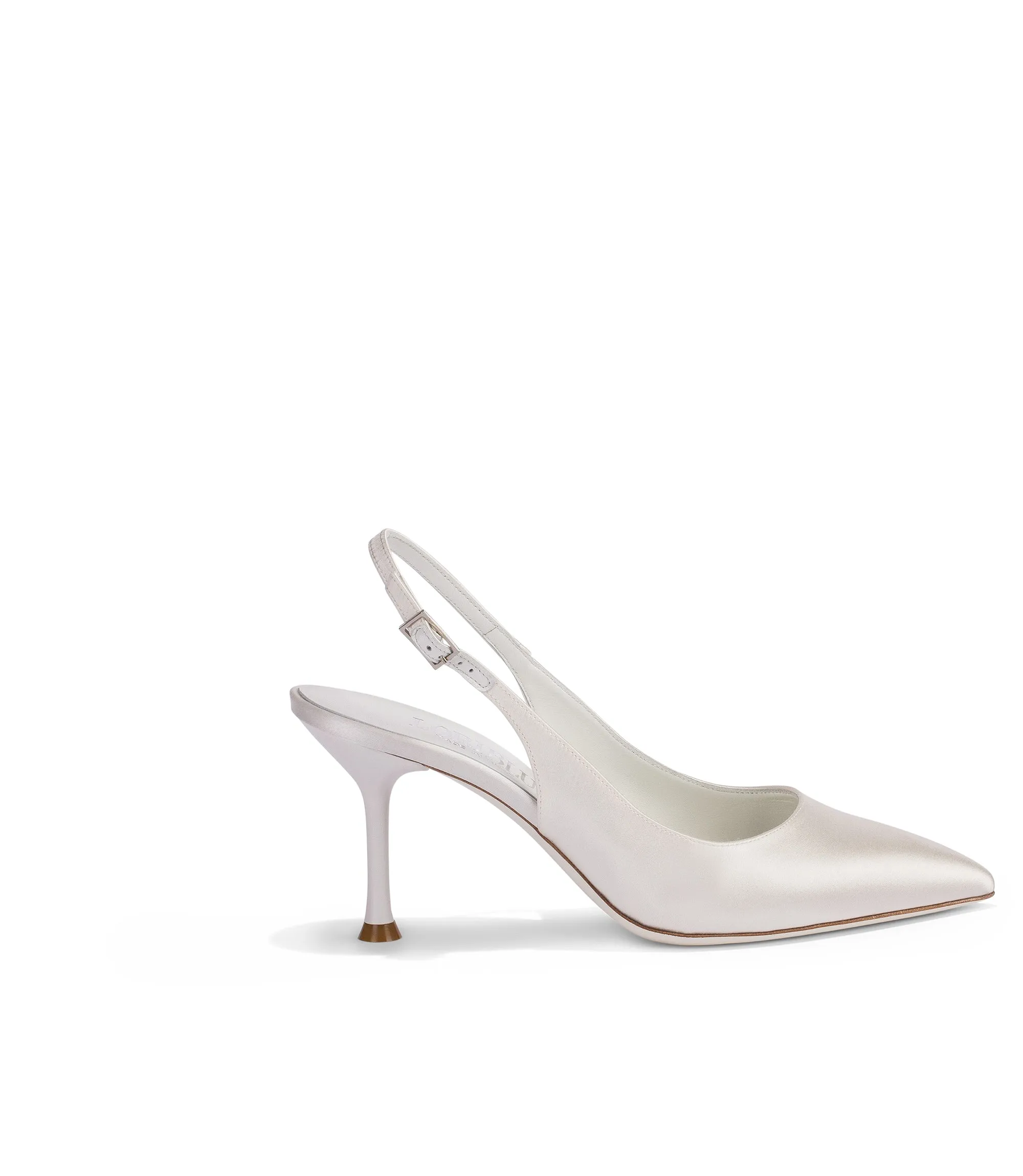 Ivory satin slingback pumps
