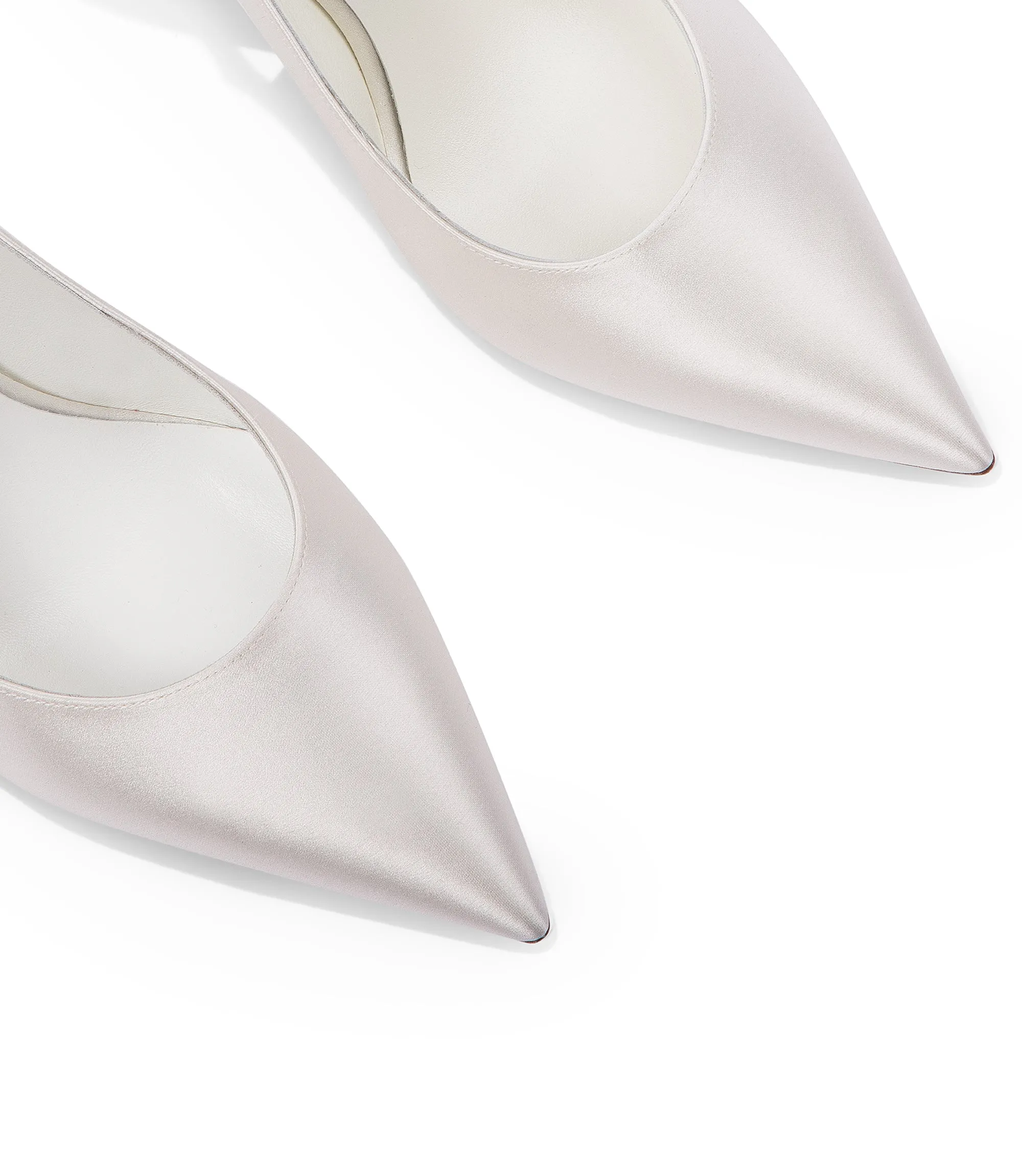 Ivory satin slingback pumps