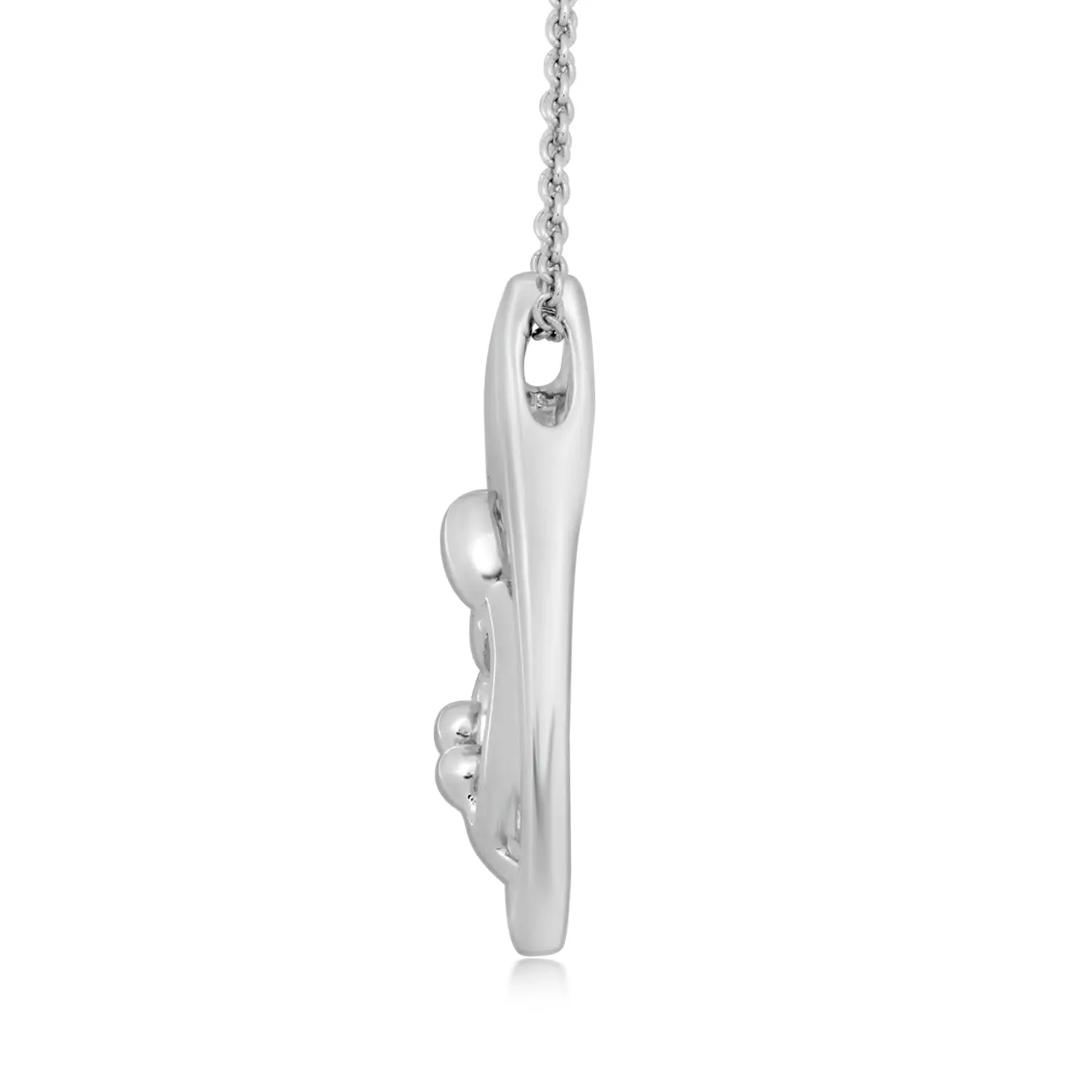 Jewelili Sterling Silver With Parent and Two Children Family Teardrop Pendant Necklace