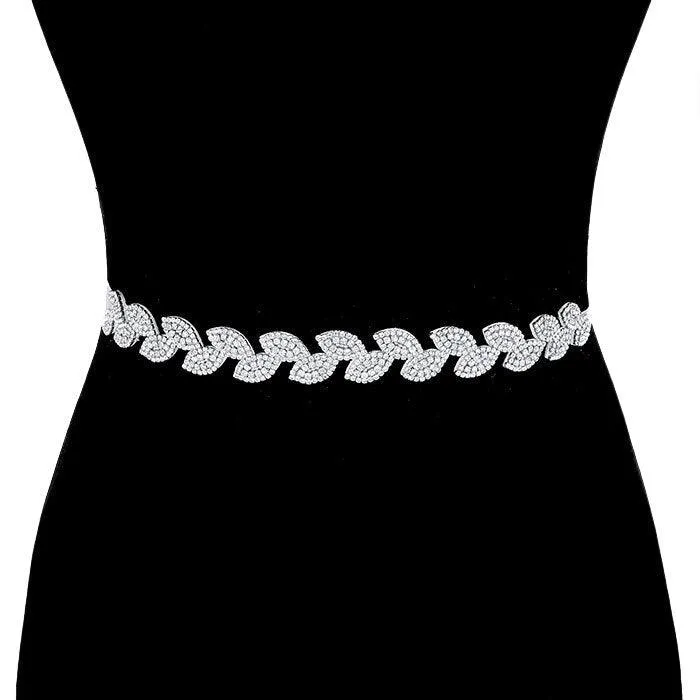 Leaf Rhinestone Sash