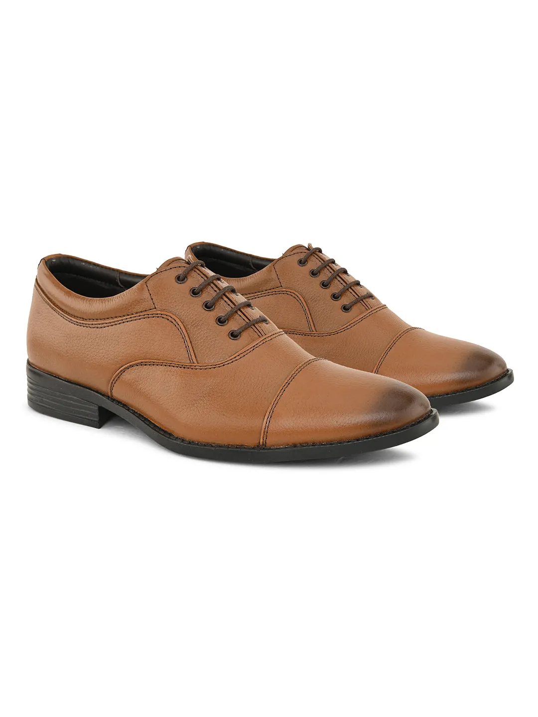 Pelle Albero Men's Tan Leather Lace-Up Formal Oxford