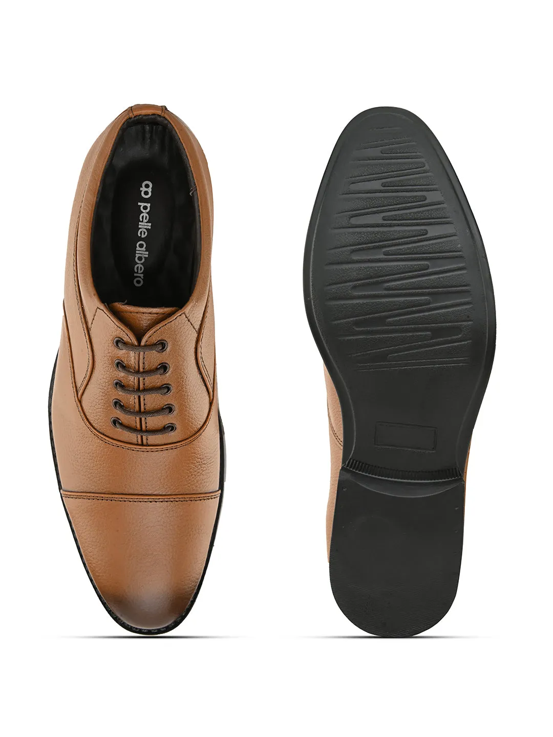 Pelle Albero Men's Tan Leather Lace-Up Formal Oxford
