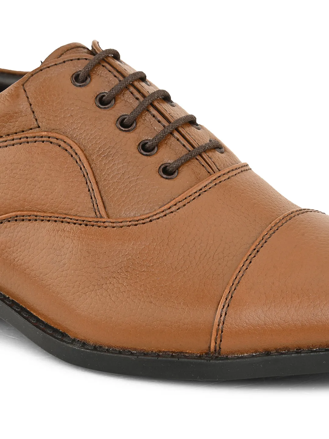 Pelle Albero Men's Tan Leather Lace-Up Formal Oxford