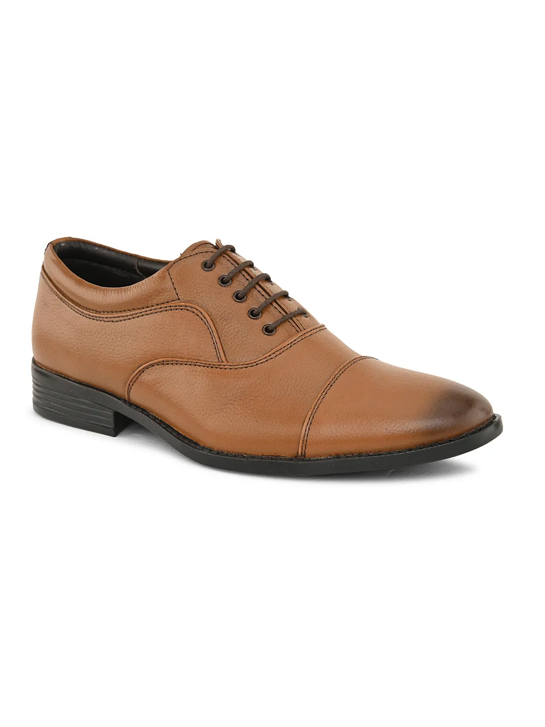 Pelle Albero Men's Tan Leather Lace-Up Formal Oxford