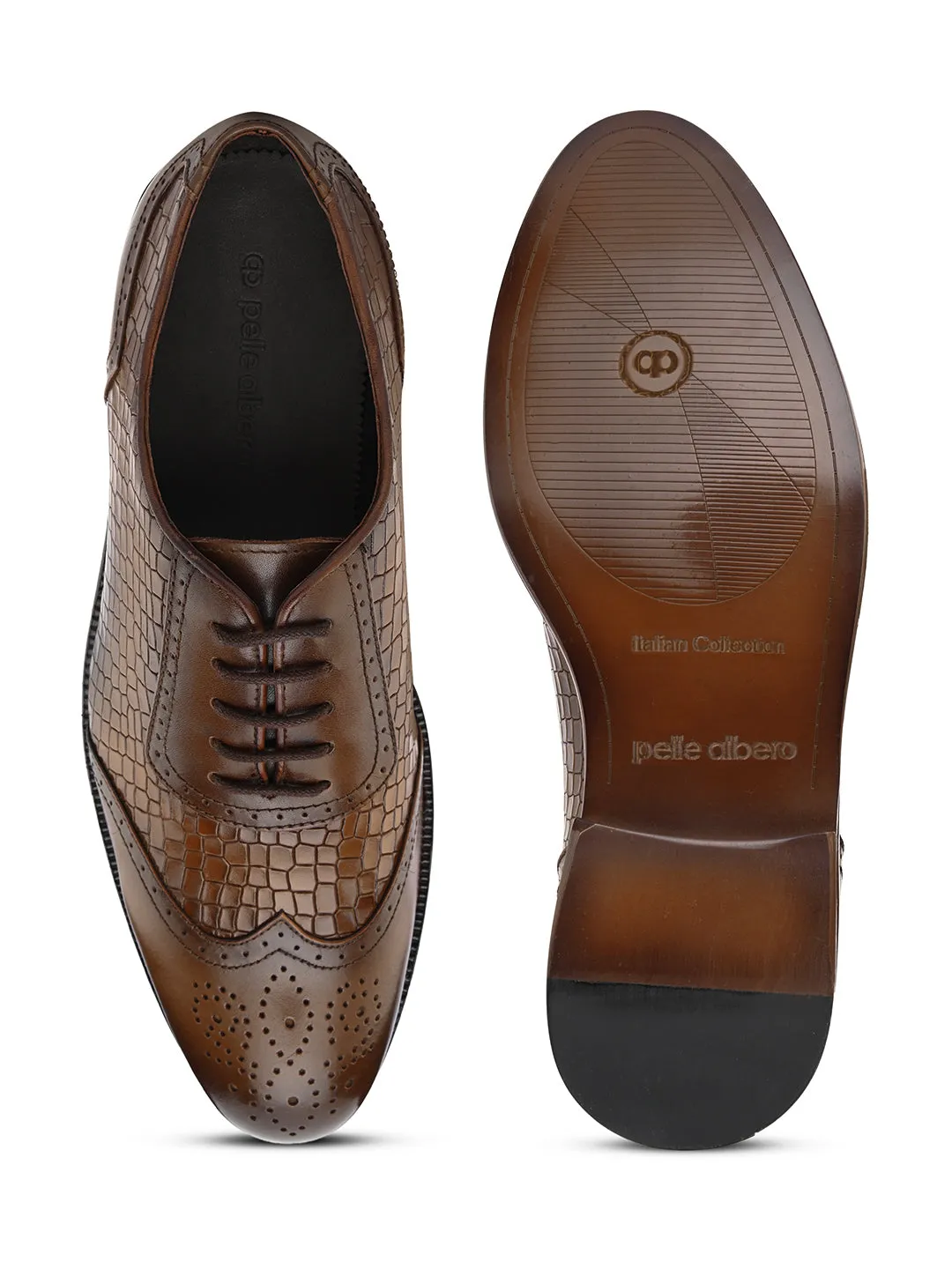 Pelle Albero Tan Designer Brogue Shoe