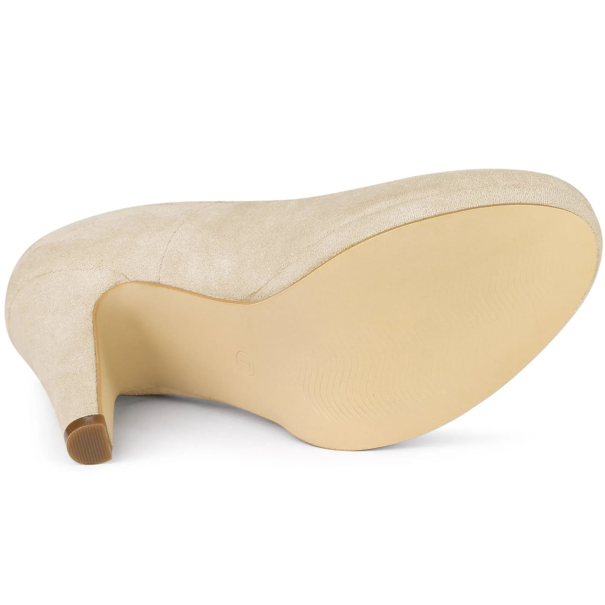 Perphy Round Toe Stiletto Heel Ankle Strap Suede Pumps