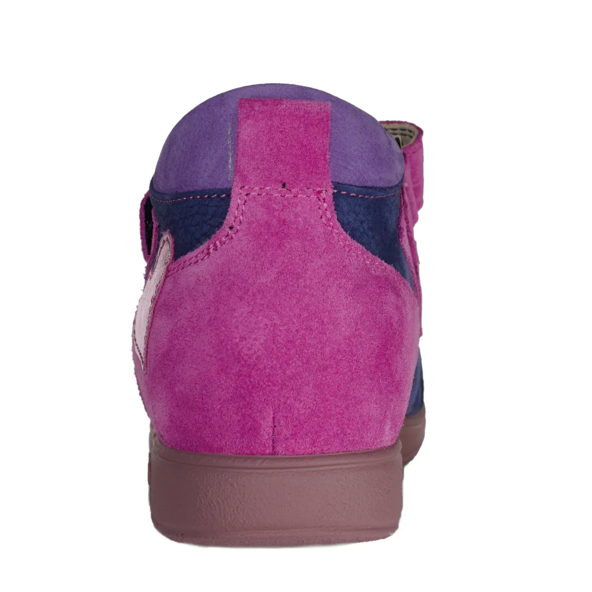 Szamos kid girl supinated sneakers purple with fuxia velcro straps and heart decor little kid/big kid size
