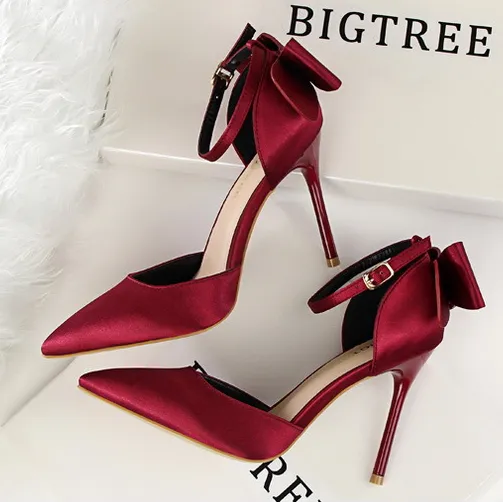 Tillbuy Bow Knot Strap Pumps