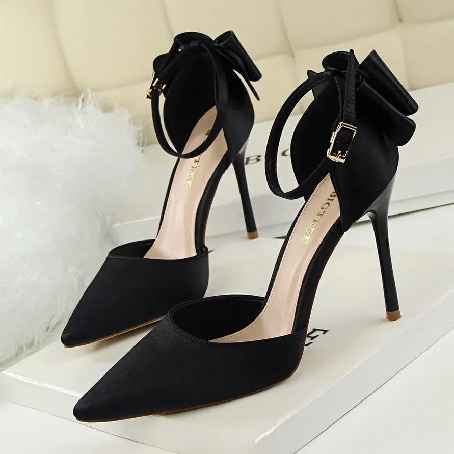 Tillbuy Bow Knot Strap Pumps