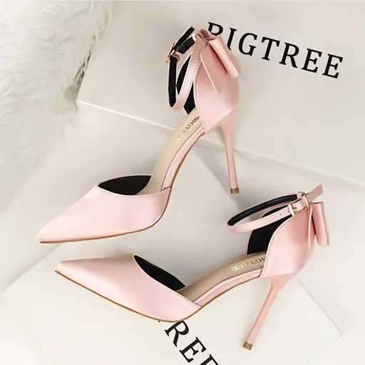 Tillbuy Bow Knot Strap Pumps