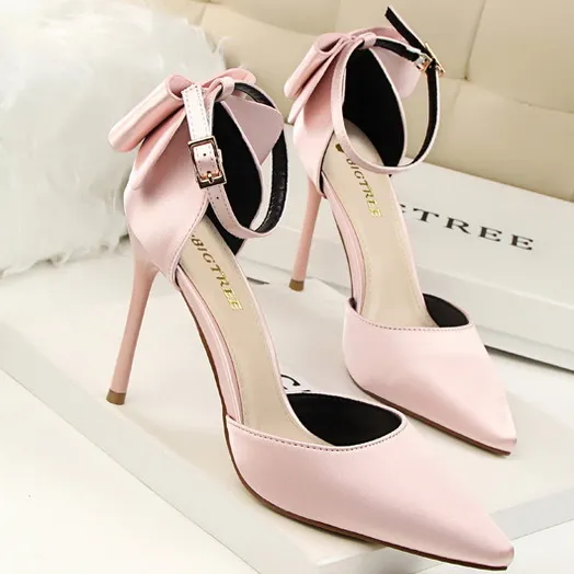 Tillbuy Bow Knot Strap Pumps