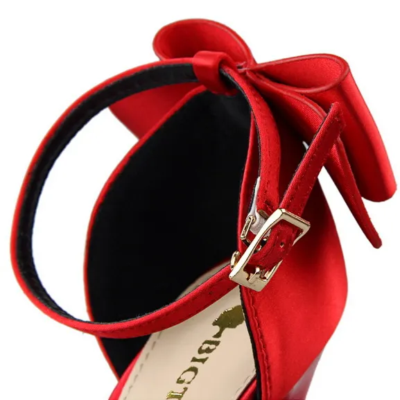 Tillbuy Bow Knot Strap Pumps