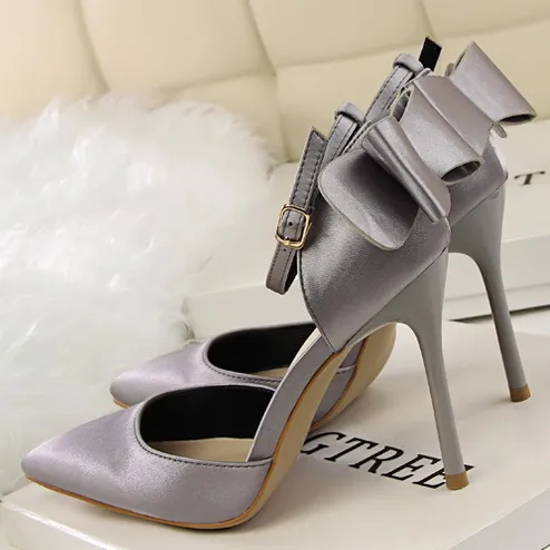 Tillbuy Bow Knot Strap Pumps