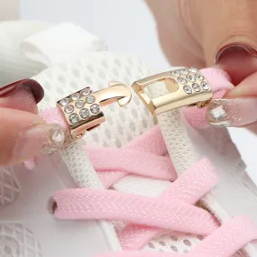 Trendy Elastic Shoelaces With Sparkly Cross Locks