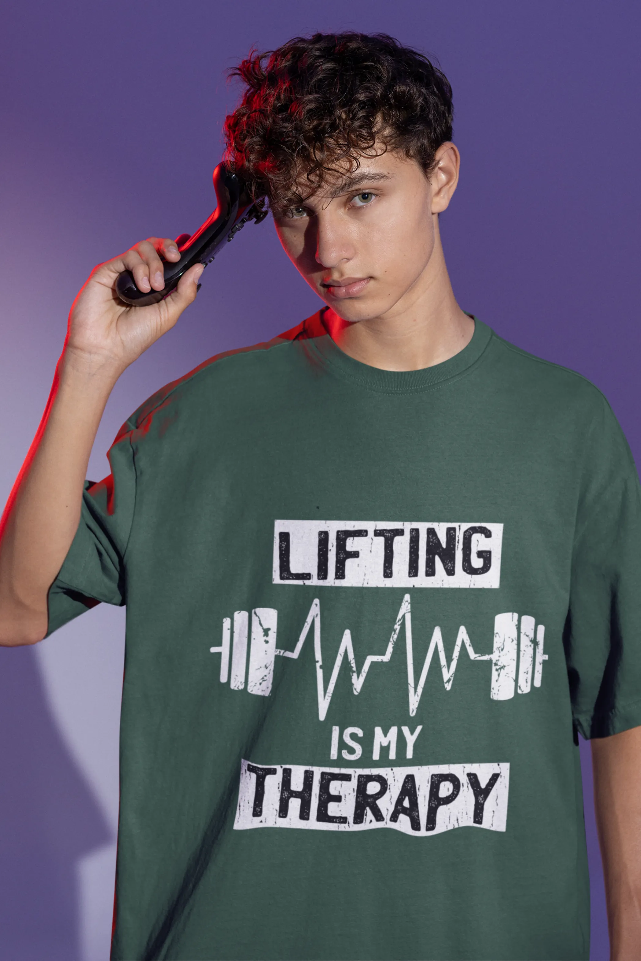 Weight lifting Therapy Printed Oversized T-shirt for Men