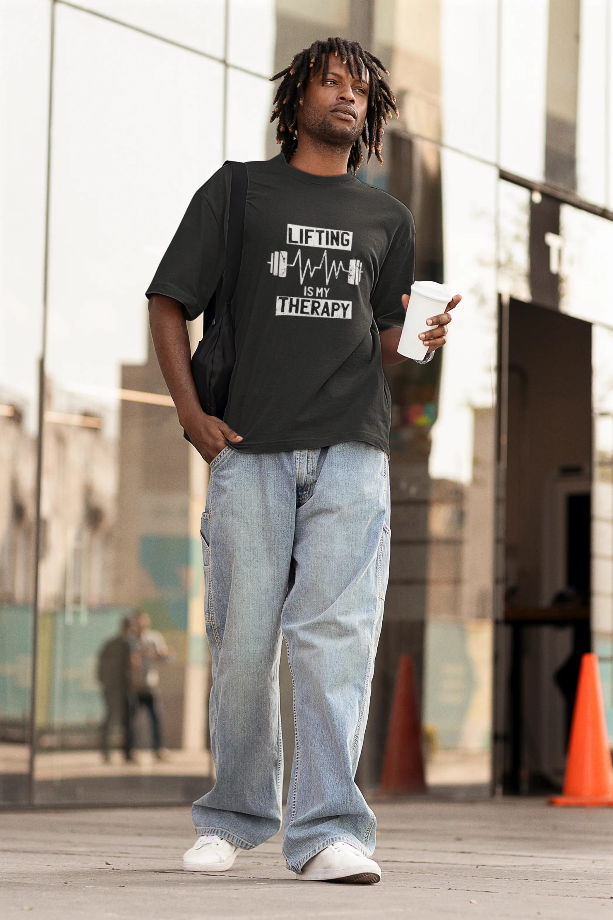 Weight lifting Therapy Printed Oversized T-shirt for Men