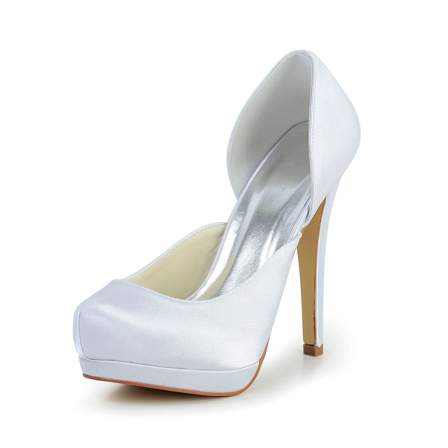 Women's Bridal Shoes Closed Toe 5.2'' High Heels Satin Platform Pumps Wedding Shoes