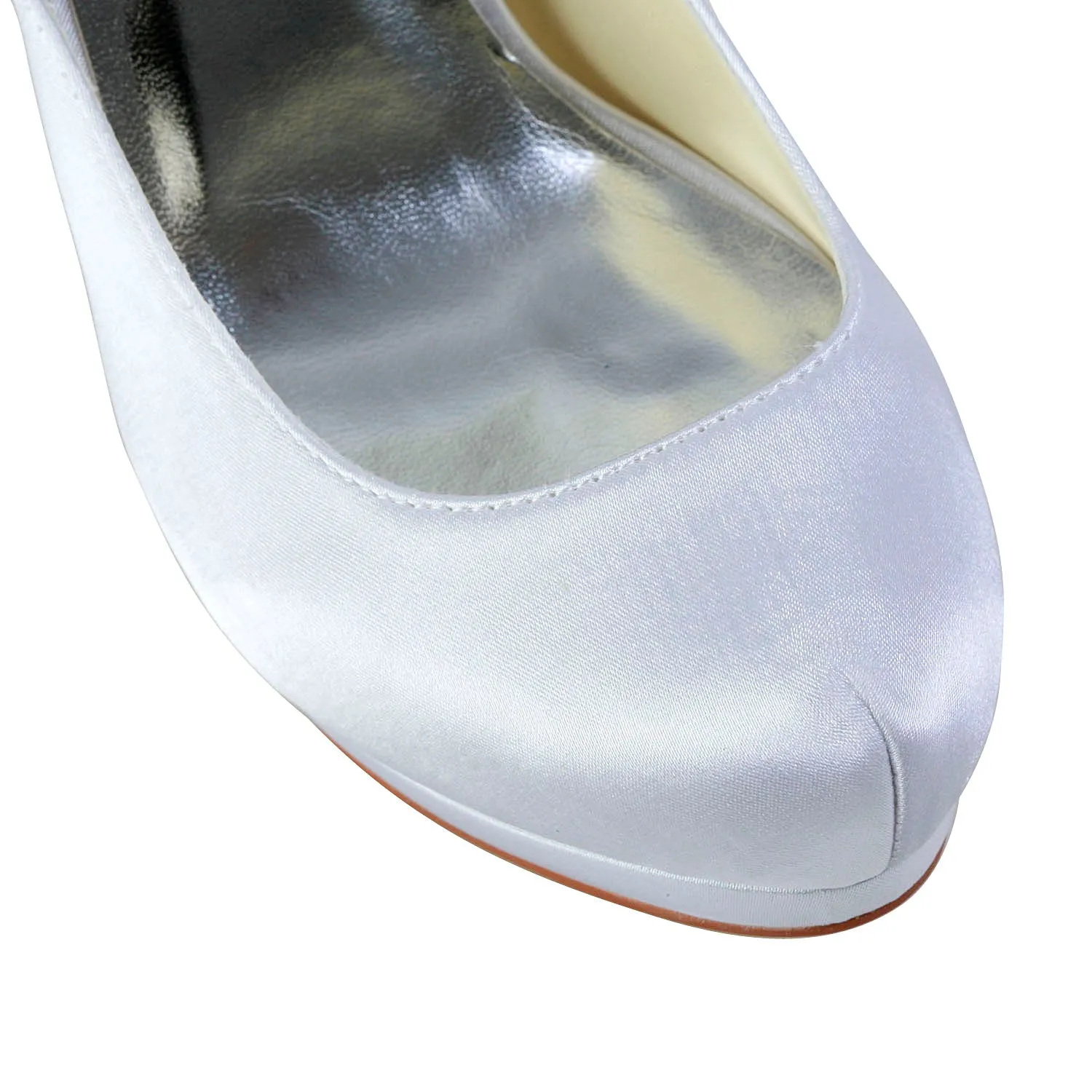 Women's Bridal Shoes Closed Toe 5.2'' High Heels Satin Platform Pumps Wedding Shoes