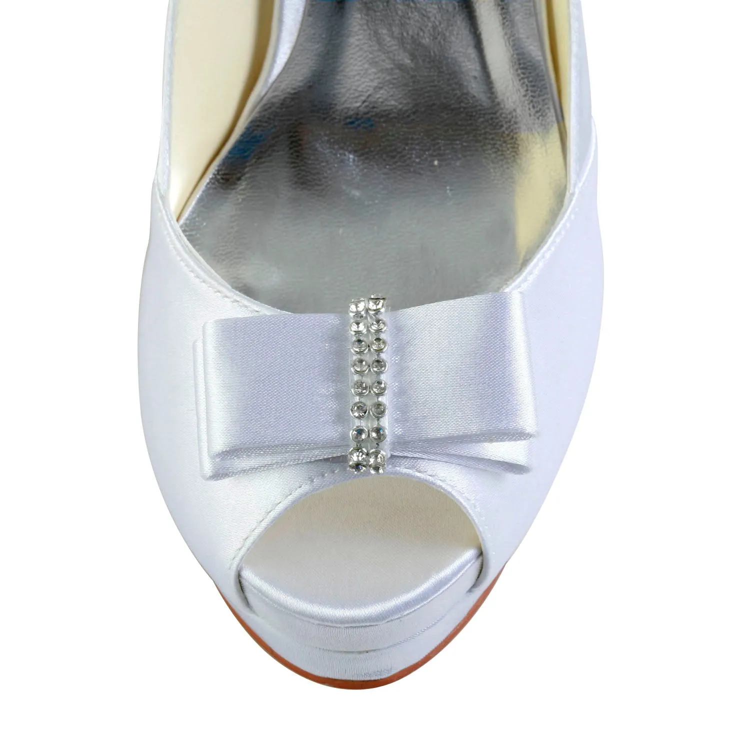 Women's Bridal Shoes Peep Toe 5.2‘’ High Heels Satin Platform Sandals Flower Wedding Shoes